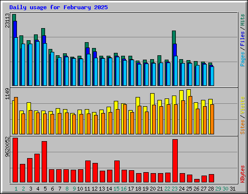 Daily usage for February 2025